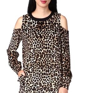 NWT Michael Kors Cheetah Animal Print
Cold Shoulder Top Brown Leopard 2X XXL NEW